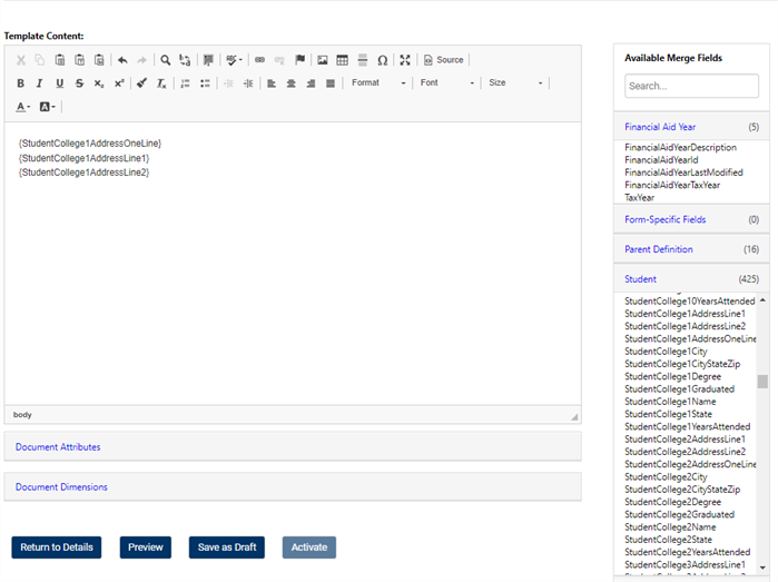 HTML template